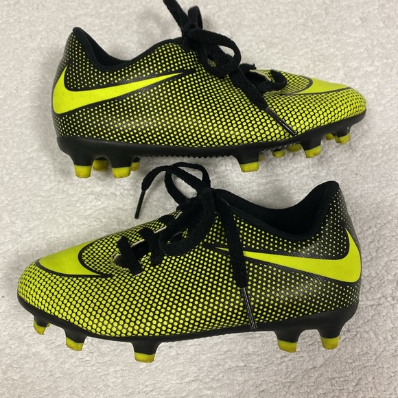 Nike Bravata 2 Size 13C Neon yellow And Black Kids Soccer Cleats 844442 10c - Picture 3 of 6